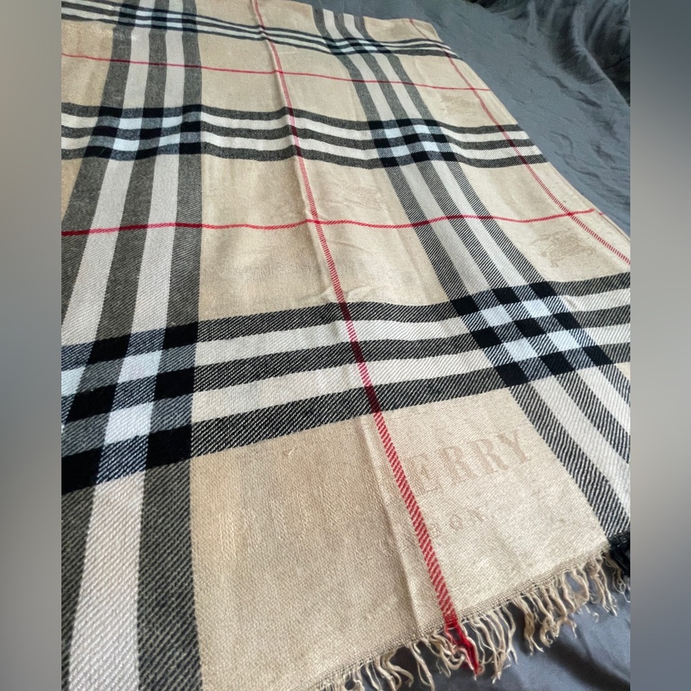 Plaid Check Print Scarf- Silk and Wool blend